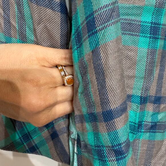 Tolani Collection Teal Gray Plaid Niecy Button Down Sz XXSP NWT - Picture 5 of 15